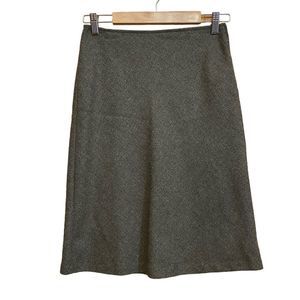 Sisley Skirt Women 6 US / EU38 Solid Green Wool Silk Blend Midi A Line